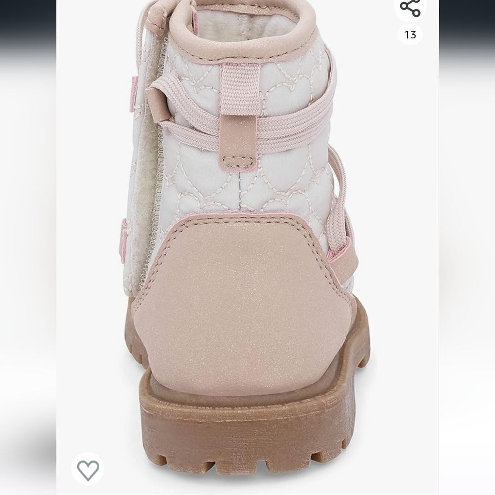 Carter's toddler Child Ribbed Tayla ivory and Pink Fashion Boot size 12 - Picture 7 of 10